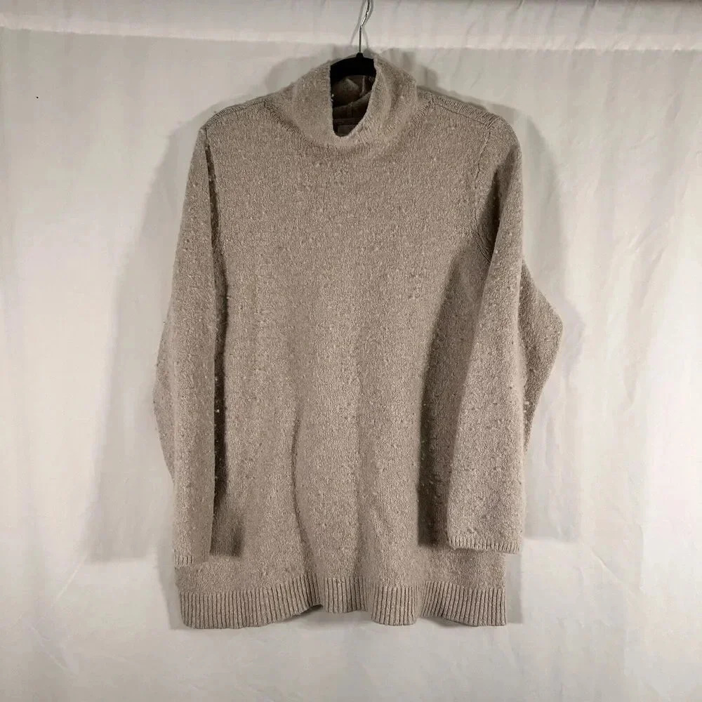 J Jill Wool Blend Sweater Women's XL Beige Mock Neck Long Sleeve Pullover